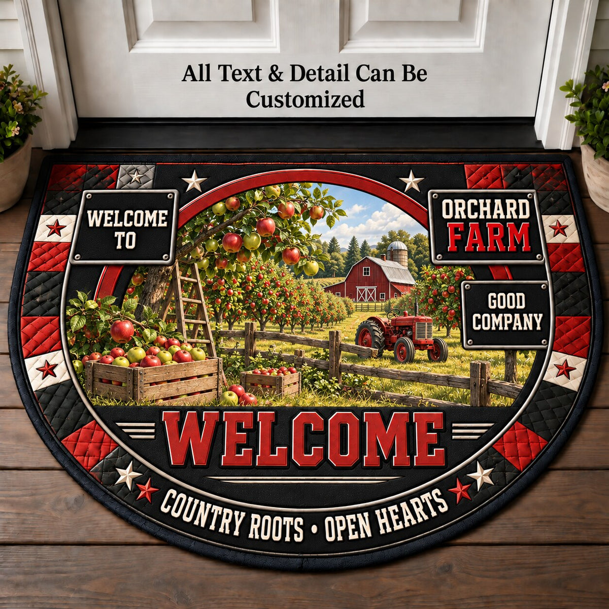 Orchard Farm Personalized Half Round Mat | 5To9Vibe