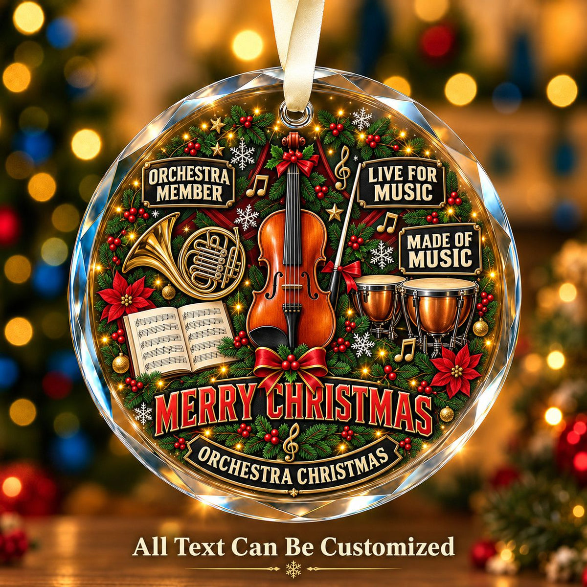 Orchestra Member Personalized Glass Ornament | 5To9Vibe