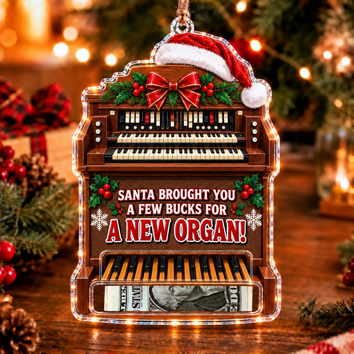Organ Christmas money holder ornament