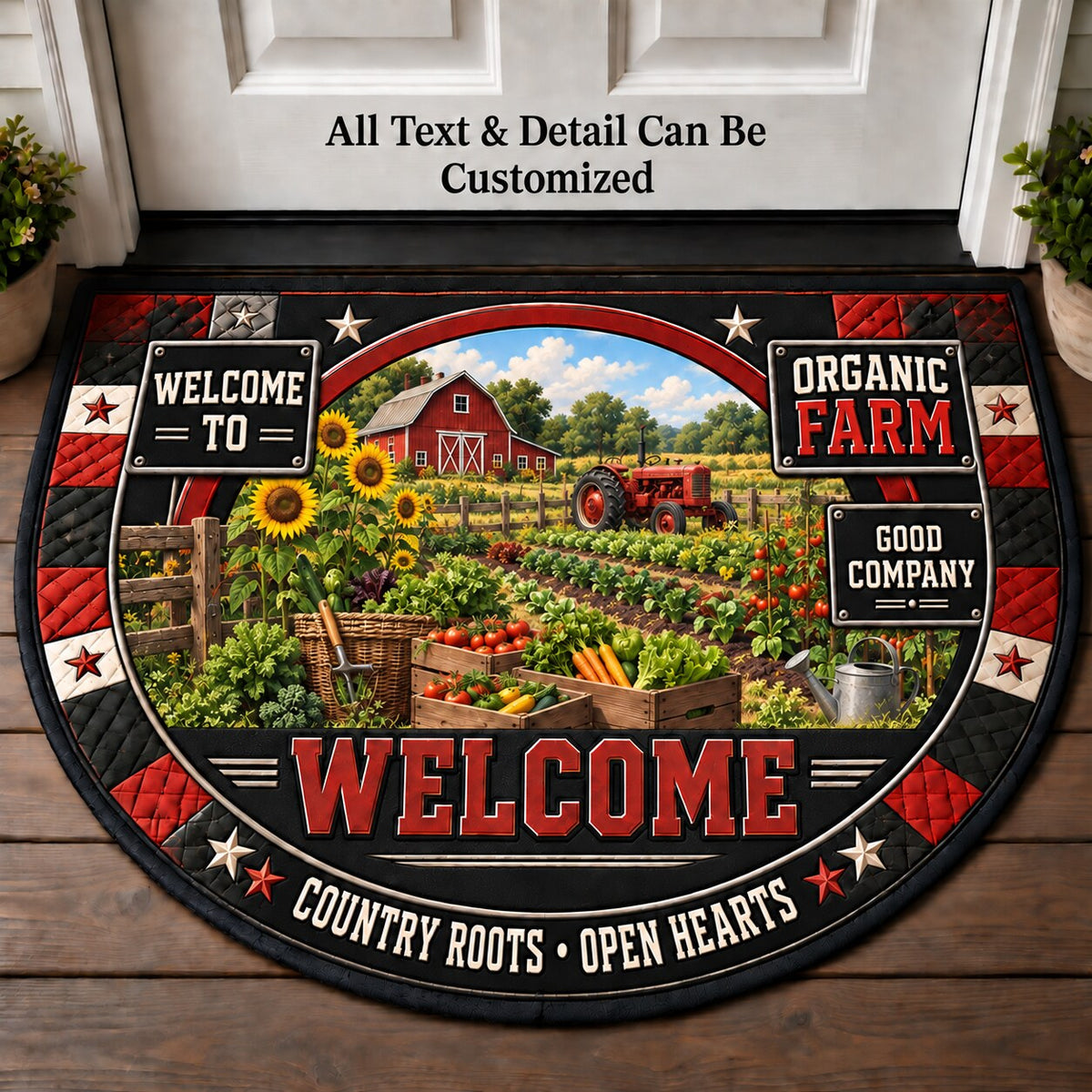 Organic Farm Personalized Half Round Mat | 5To9Vibe