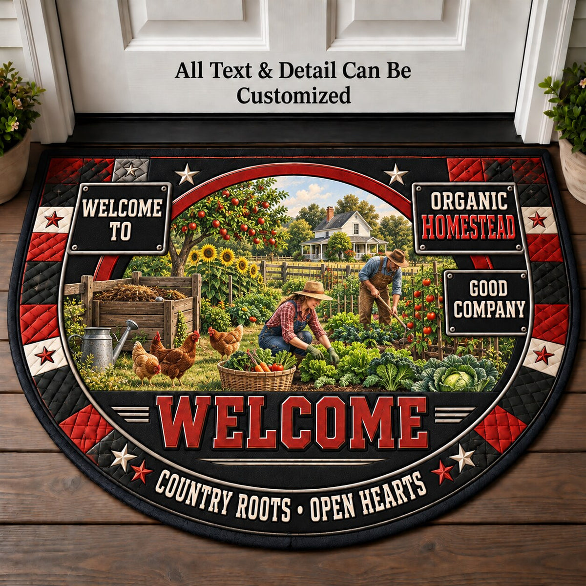 Organic Homestead Personalized Half Round Mat | 5To9Vibe