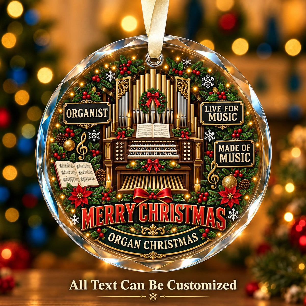 Organist Personalized Glass Ornament | 5To9Vibe