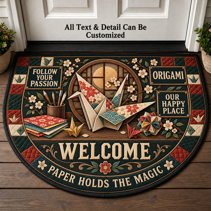 Origami Personalized Half Round Mat | 5To9Vibe