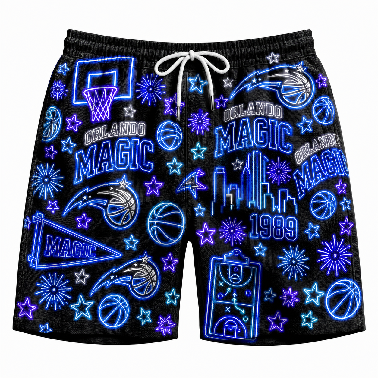 All Basketball Teams Neon Pattern Vibe Summer Party Button-Up Unisex Hawaiian Shirt For Men and Women