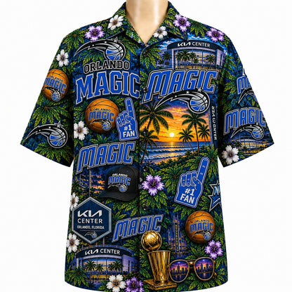 All Basketball Teams Tropical Sunset Paradise Pattern Vibe Summer Party Button-Up Unisex Hawaiian Shirt For Men and Women