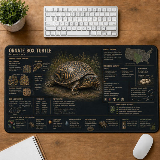 Ornate Box Turtle Turtle and Tortoise Species Guide Desk Mat | 5To9Vibe