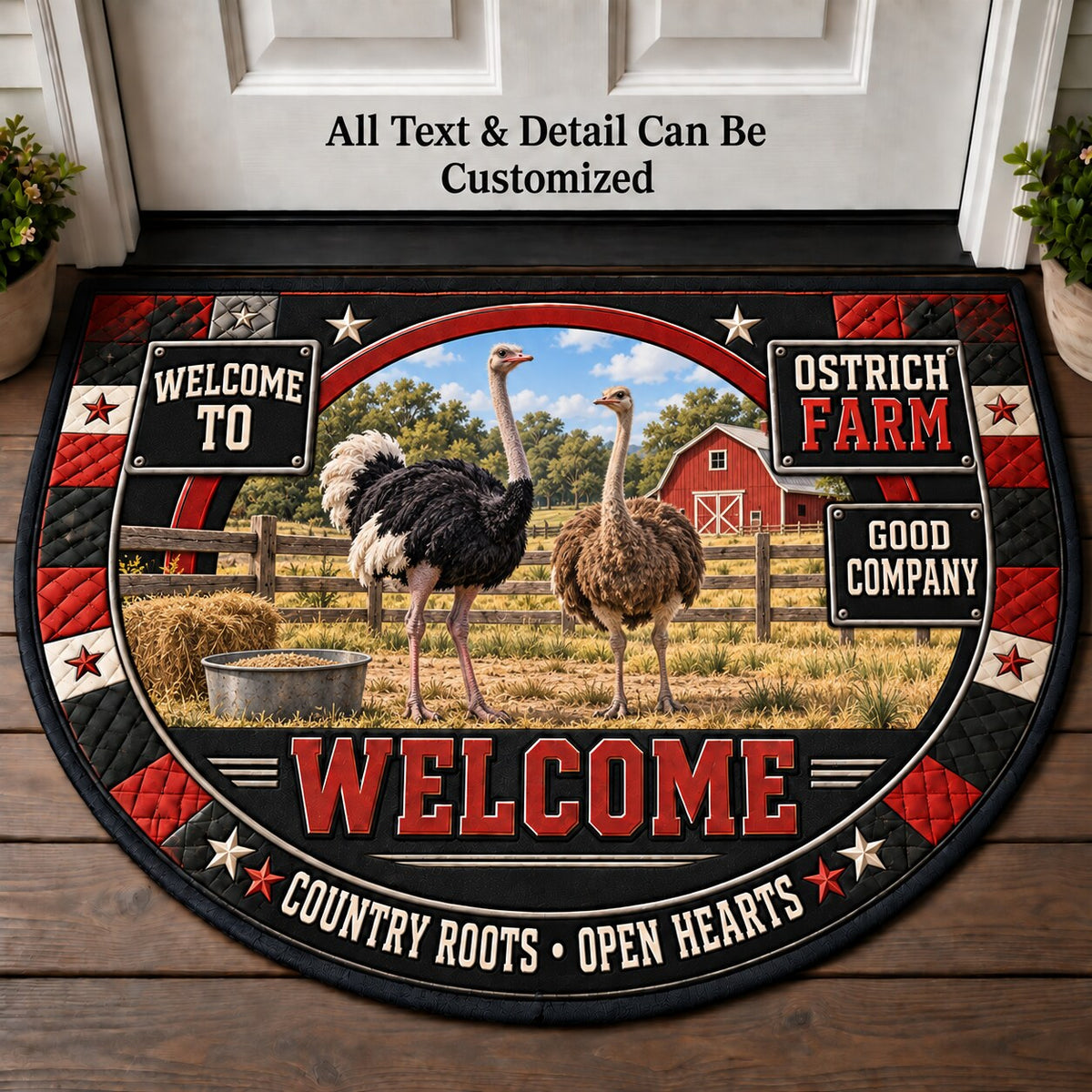 Ostrich Farm Personalized Half Round Mat | 5To9Vibe