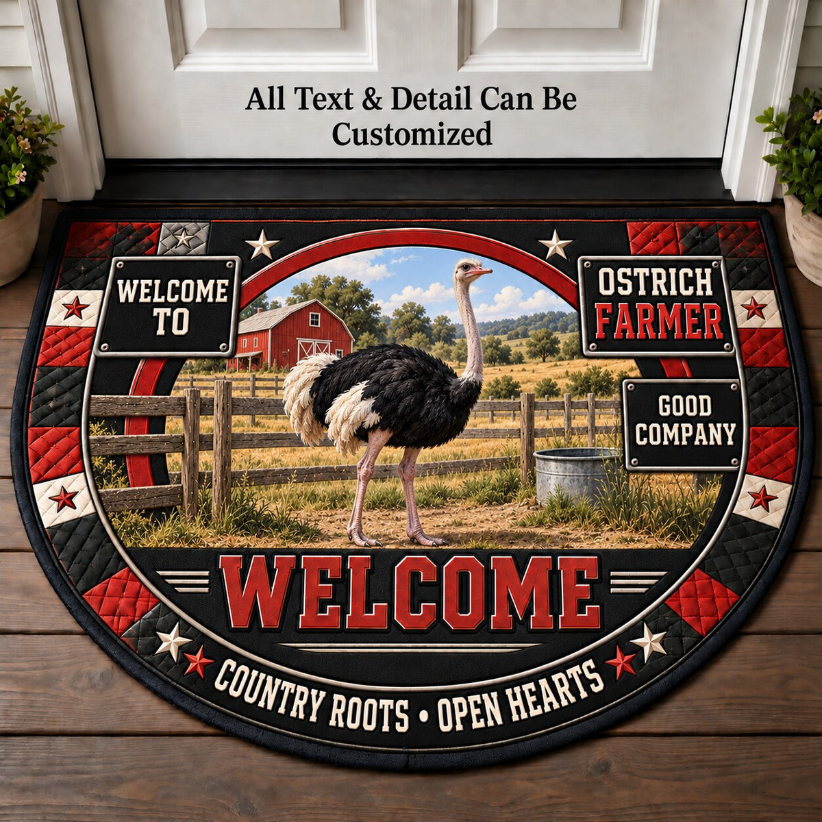 Ostrich Farmer Personalized Half Round Mat | 5To9Vibe