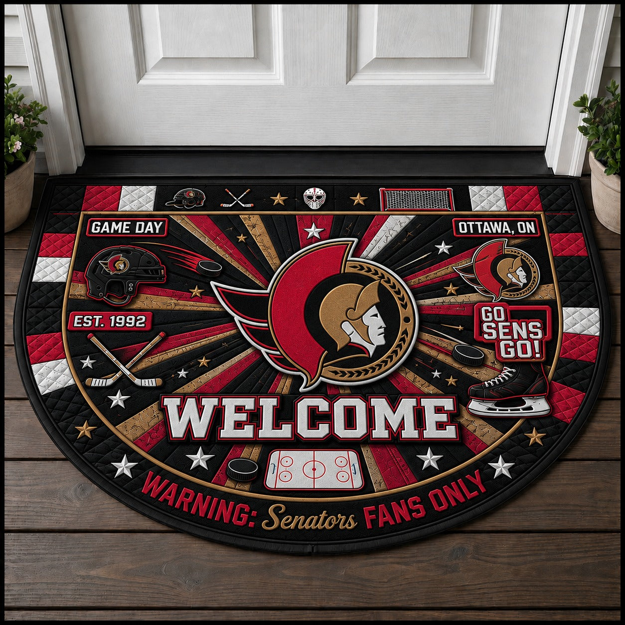 Hockey All Teams Custom Quilted Print Premium Welcome Mat – Personalized Baseball Doormat
