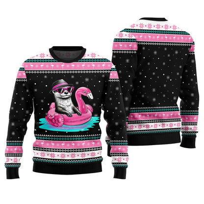 Otter Flamingo Ugly Xmas Sweater