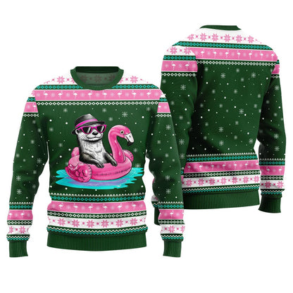 Otter Flamingo Ugly Xmas Sweater