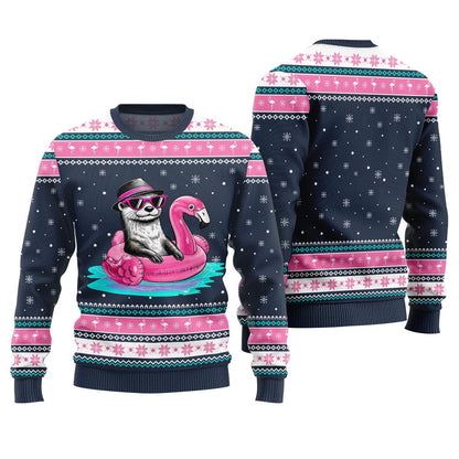 Otter Flamingo Ugly Xmas Sweater