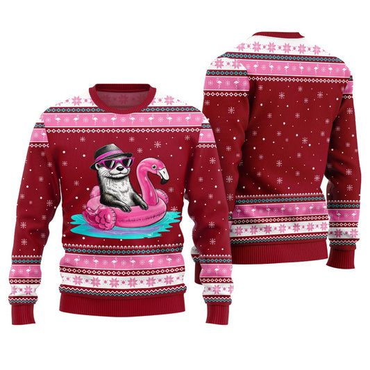 Otter Flamingo Ugly Xmas Sweater