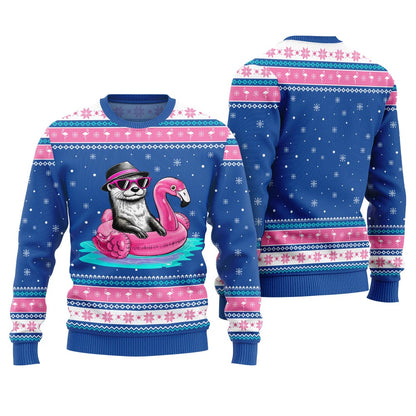 Otter Flamingo Ugly Xmas Sweater