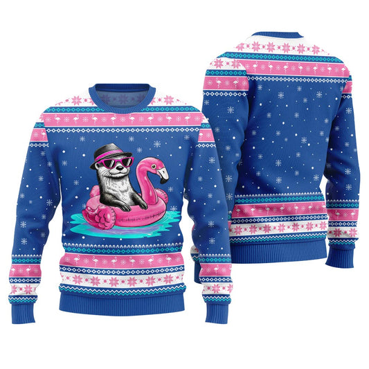 Otter Flamingo Ugly Xmas Sweater