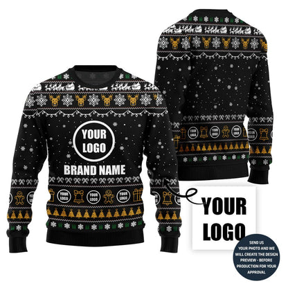 Outstanding Custom Company Logo Ugly Christmas Sweater
