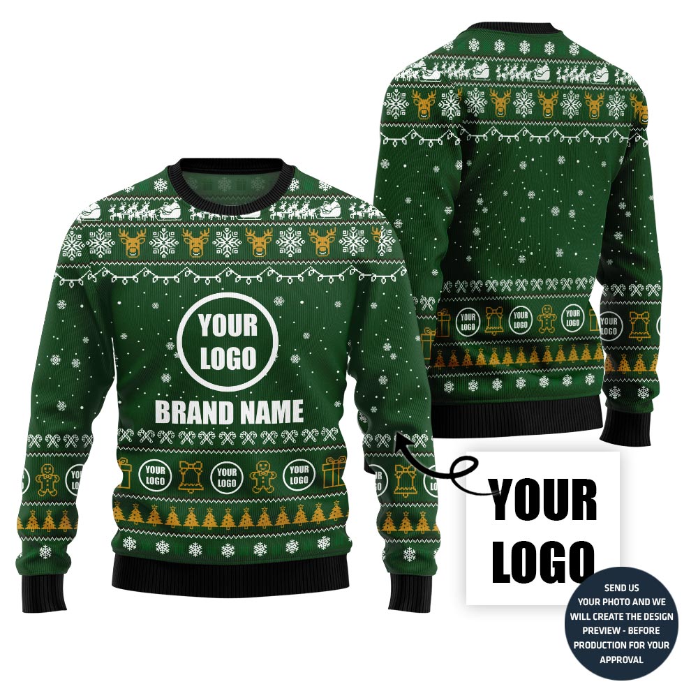 Outstanding Custom Company Logo Ugly Christmas Sweater