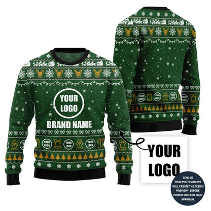 Outstanding Custom Company Logo Ugly Christmas Sweater