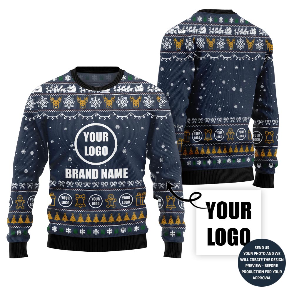 Outstanding Custom Company Logo Ugly Christmas Sweater