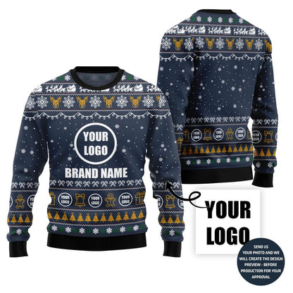 Outstanding Custom Company Logo Ugly Christmas Sweater