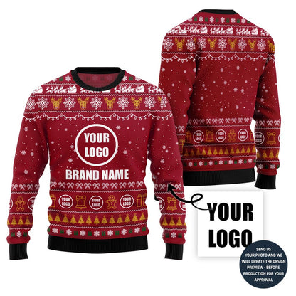 Outstanding Custom Company Logo Ugly Christmas Sweater
