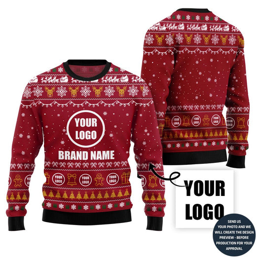 Outstanding Custom Company Logo Ugly Christmas Sweater