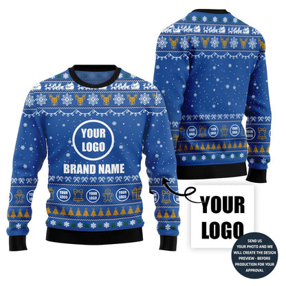 Outstanding Custom Company Logo Ugly Christmas Sweater