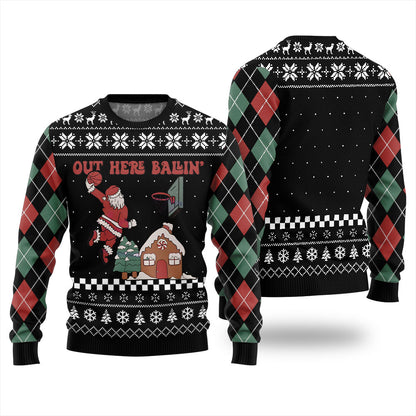 Out Here Ballin Santa Ugly Christmas Sweater