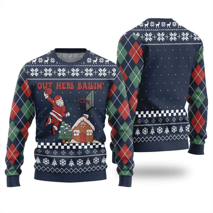 Out Here Ballin Santa Ugly Christmas Sweater