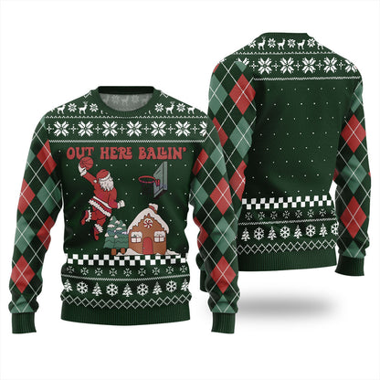 Out Here Ballin Santa Ugly Christmas Sweater