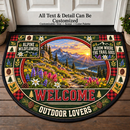 Alpine Wildflowers - Outdoor Lovers Personalized Half Round Mat | 5To9Vibe