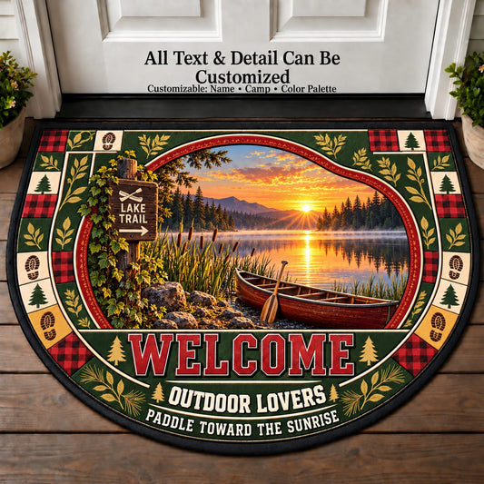 Canoe at Dawn - Outdoor Lovers Personalized Half Round Mat | 5To9Vibe