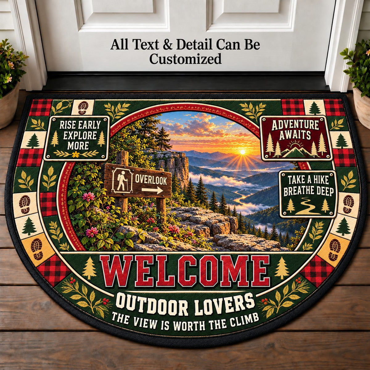 Cliffside Overlook - Outdoor Lovers Personalized Half Round Mat | 5To9Vibe