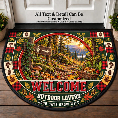 Forest Foraging Walk - Outdoor Lovers Personalized Half Round Mat | 5To9Vibe