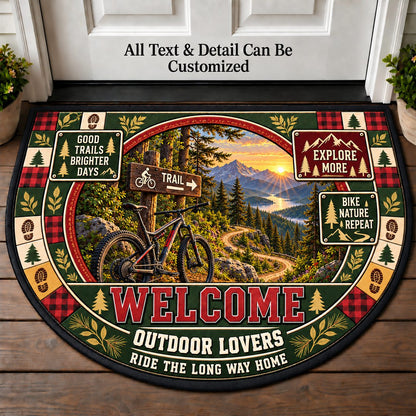 Mountain Bike Trail - Outdoor Lovers Personalized Half Round Mat | 5To9Vibe