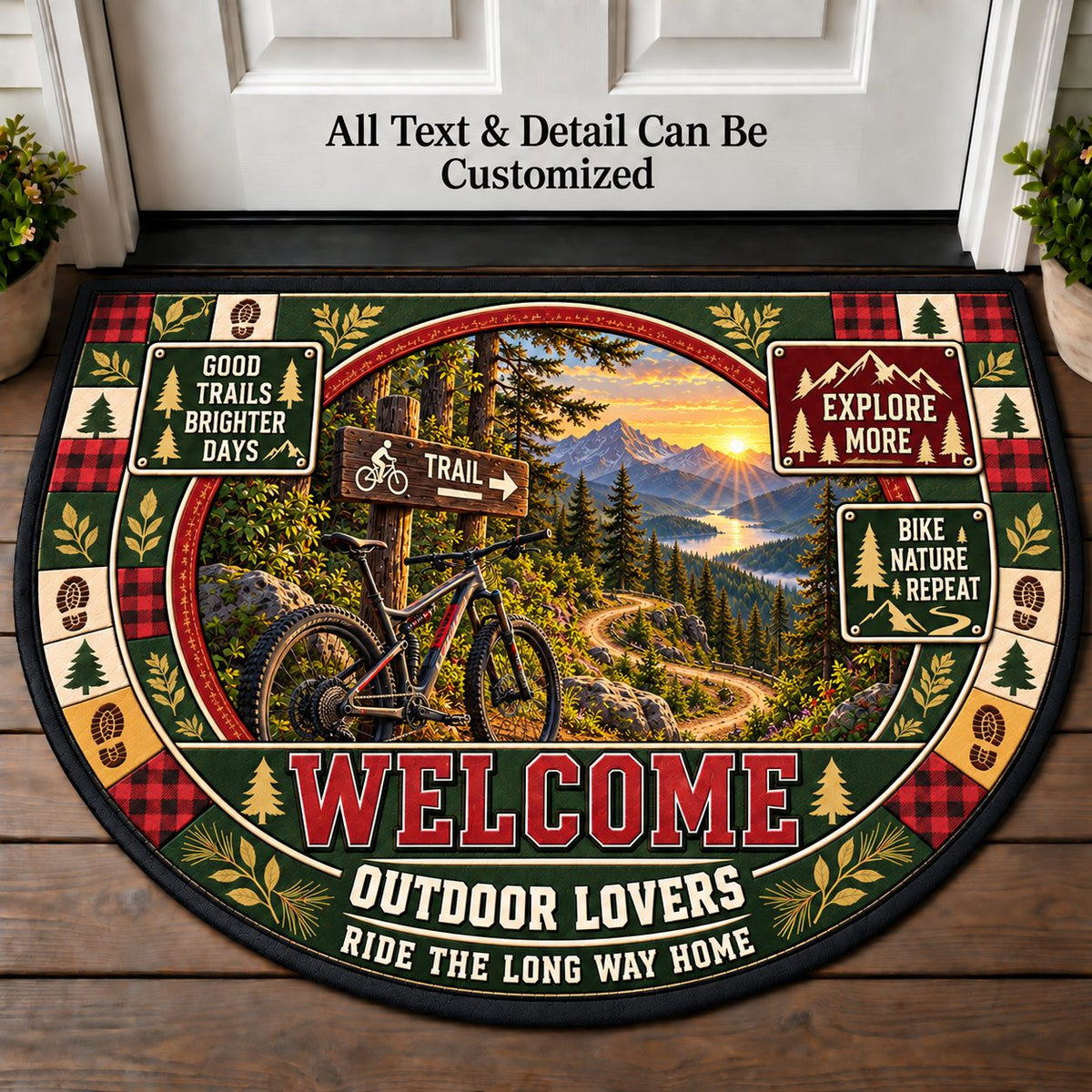 Mountain Bike Trail - Outdoor Lovers Personalized Half Round Mat | 5To9Vibe