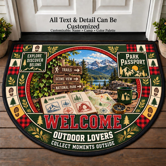 Park Passport - Outdoor Lovers Personalized Half Round Mat | 5To9Vibe