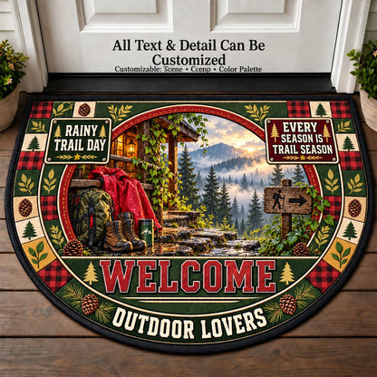 Rainy Trail Day - Outdoor Lovers Personalized Half Round Mat | 5To9Vibe