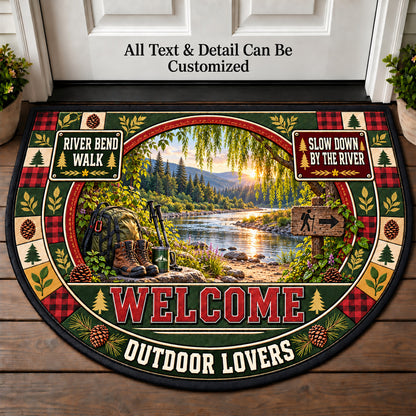 River Bend Walk - Outdoor Lovers Personalized Half Round Mat | 5To9Vibe