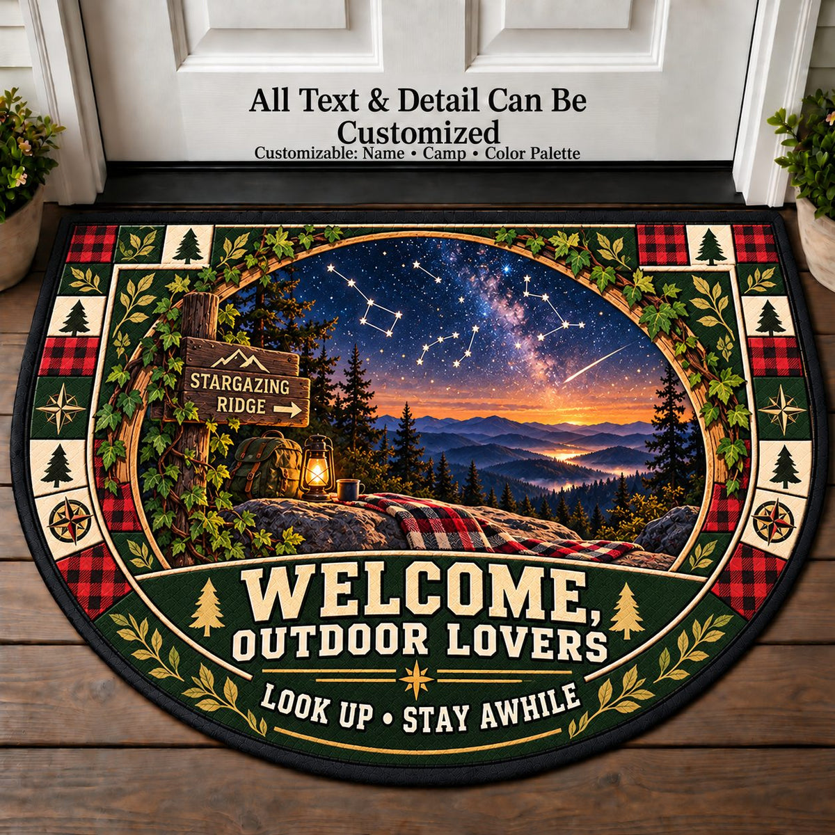Stargazing Ridge - Outdoor Lovers Personalized Half Round Mat | 5To9Vibe