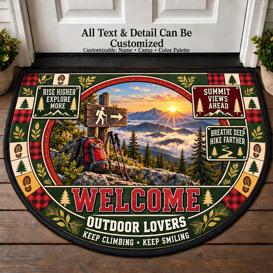 Summit View - Outdoor Lovers Personalized Half Round Mat | 5To9Vibe