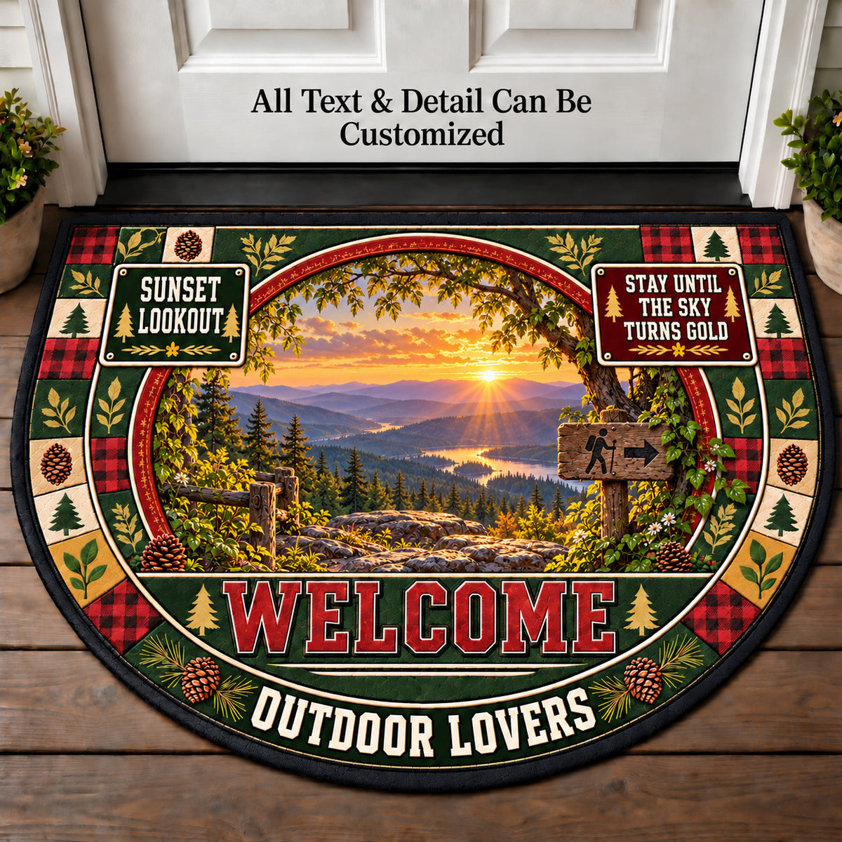 Sunset Lookout - Outdoor Lovers Personalized Half Round Mat | 5To9Vibe