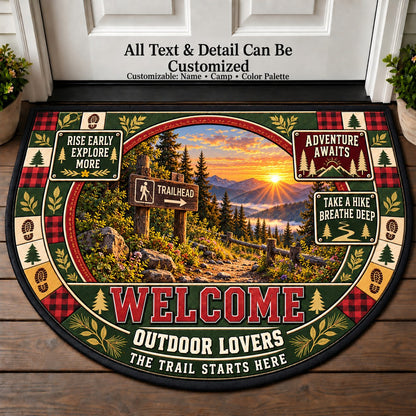 Trailhead Sunrise - Outdoor Lovers Personalized Half Round Mat | 5To9Vibe