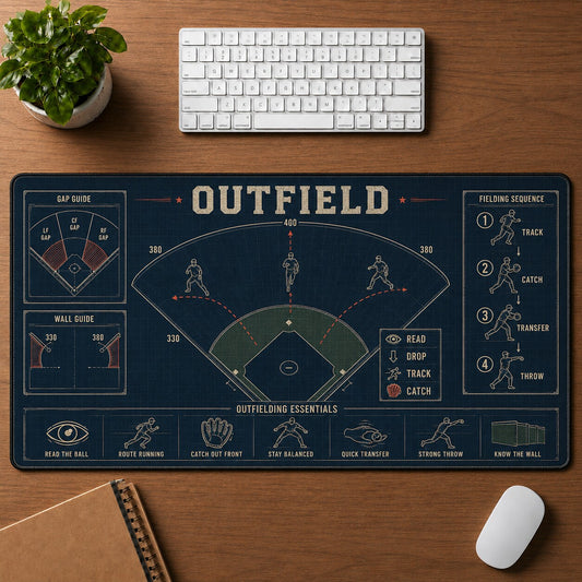 Outfield Baseball Blueprint Desk Mat | 5To9Vibe