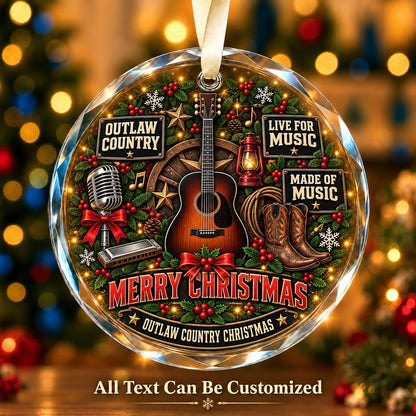 Outlaw Country Personalized Glass Ornament | 5To9Vibe