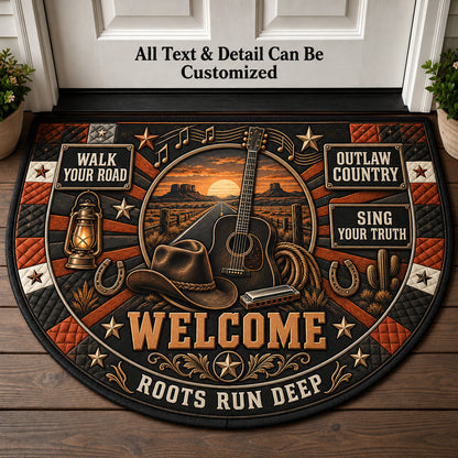 Outlaw Country Personalized Half Round Mat | 5To9Vibe