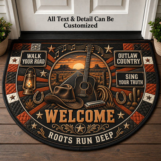 Outlaw Country Personalized Half Round Mat | 5To9Vibe