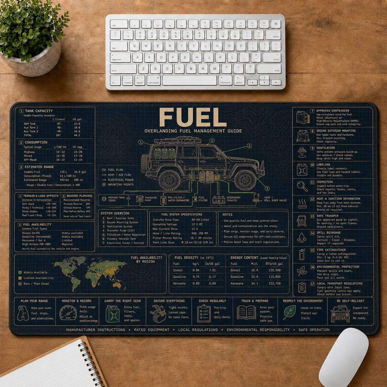 Overlanding Fuel Mobile Adventure Systems Guide Desk Mat | 5To9Vibe