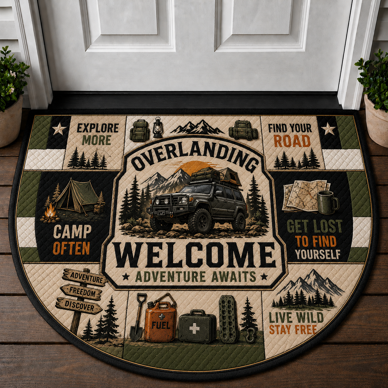 Camp Host Welcome Doormat - RV Camper & Campfire Outdoor Welcome Mat - 5to9vibe