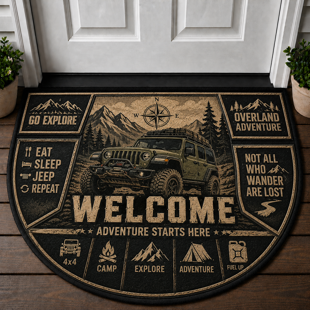 Jeep Dad Welcome Mat - Manual Transmission 4x4 Off-Road Doormat - 5to9vibe